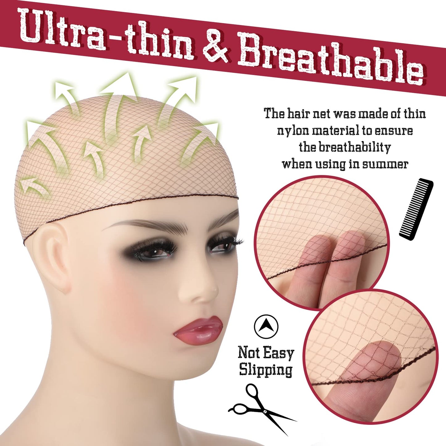 400 Pcs Hair Nets for Women Hair Nets for Food Service Invisible Elastic Edge Mesh 20 Inches Ballet Dance(Dark Brown)
