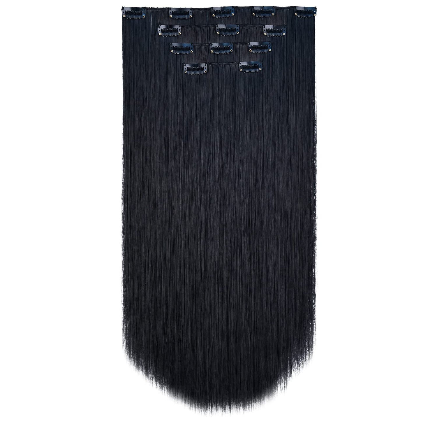 SYXLCYGG Black Hair Extensions Synthetic 4pcs Clip In Hair Extension 22 5.5 Oz Straight Cheap Hair Piece Women Natural Fluffy&No