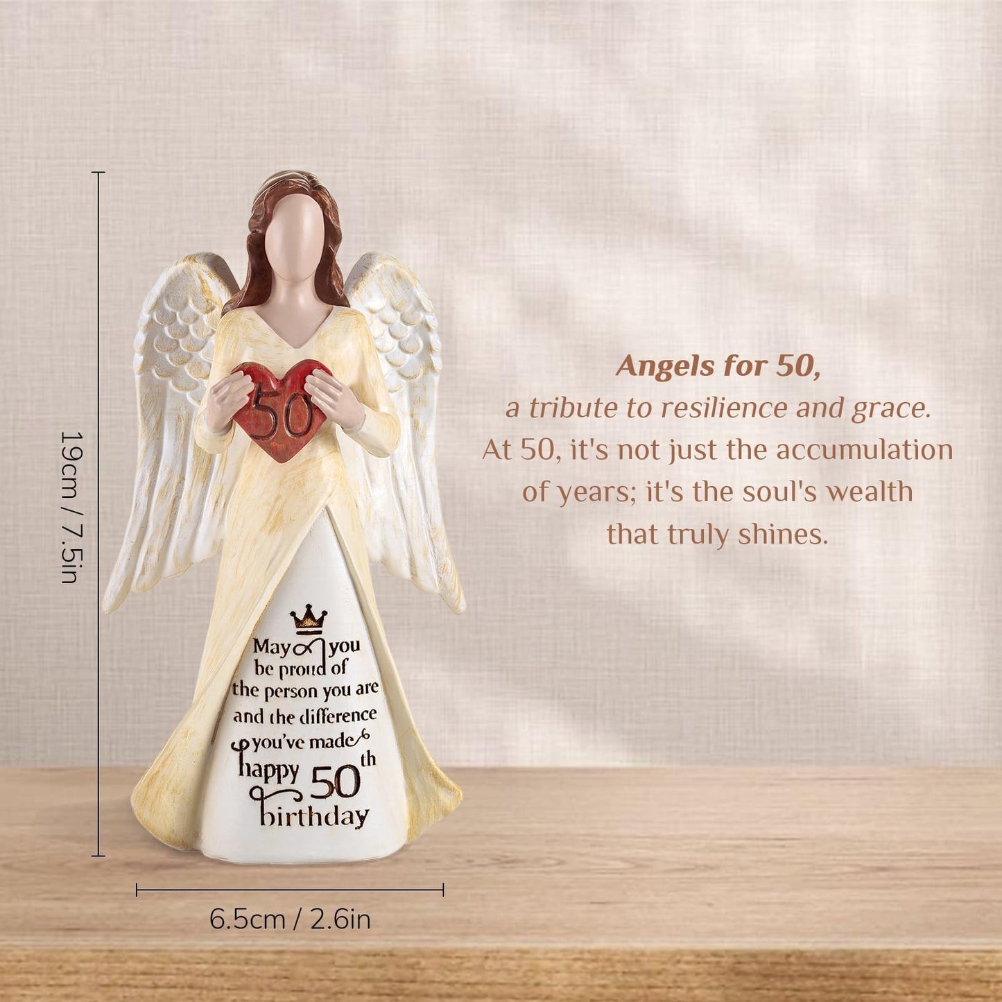 Storieme 50th Birthday Gifts for Her Women: Happy Birthday Gift for Friends Besites Sisters Daughter Mom 50 Year Old Woman Birthday Angel Figurine
