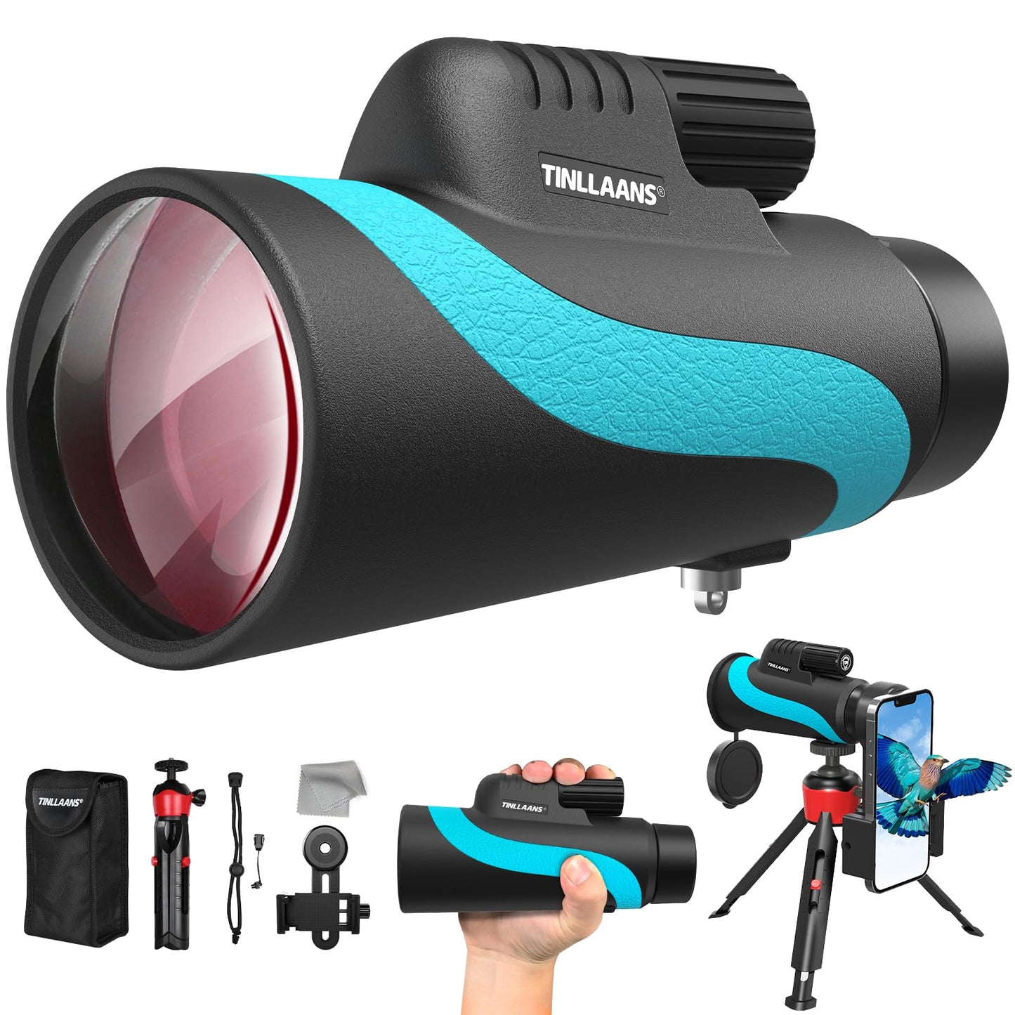 16x56 UHD Monocular Telescope, Monoculars for Adults High Powered, Monocular for Stargazing, with BAK-4Prism,FMC Lens, 8 Wide An