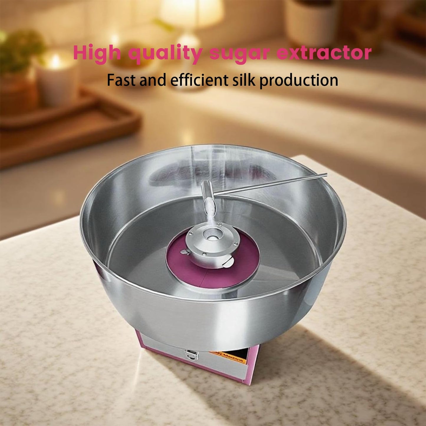Electric Cotton Candy Machine, 1000W Commercial Floss Maker w/Stainless Steel Bowl, Sugar Scoop and Drawer, Perfect for Home, Carnival, Kids Birthday, Family Party, Pink