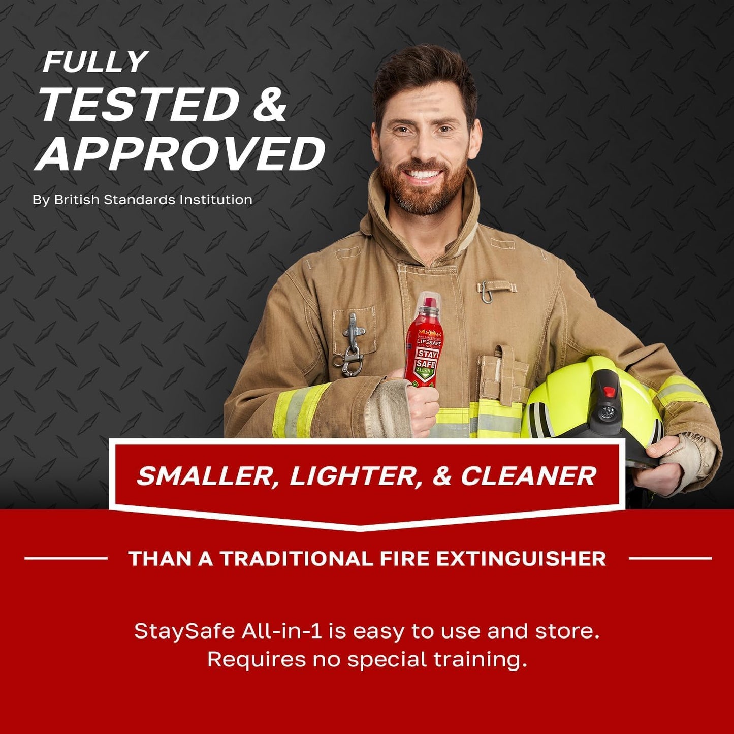 LifeSafe StaySafe All-in-1 Portable Fire Extinguisher with Signature Series Fire Blanket, Compact Emergency Fire Spray, Flame Suppression Fiberglass, Eco-Friendly | for Home Safety