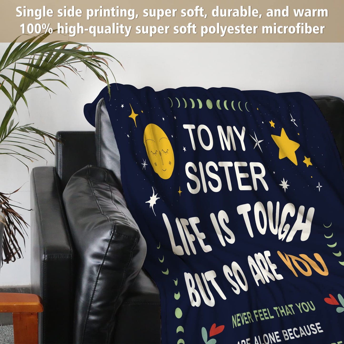 Niyewsor Sister Gifts Blanket, Sister Birthday Gifts, Sisters Gift from Sis, Gift for Big/Little Sisters on Graduation, Mothers Day, Chrismtas, to My Sis Soft Throw Blanket, 60" x 50"