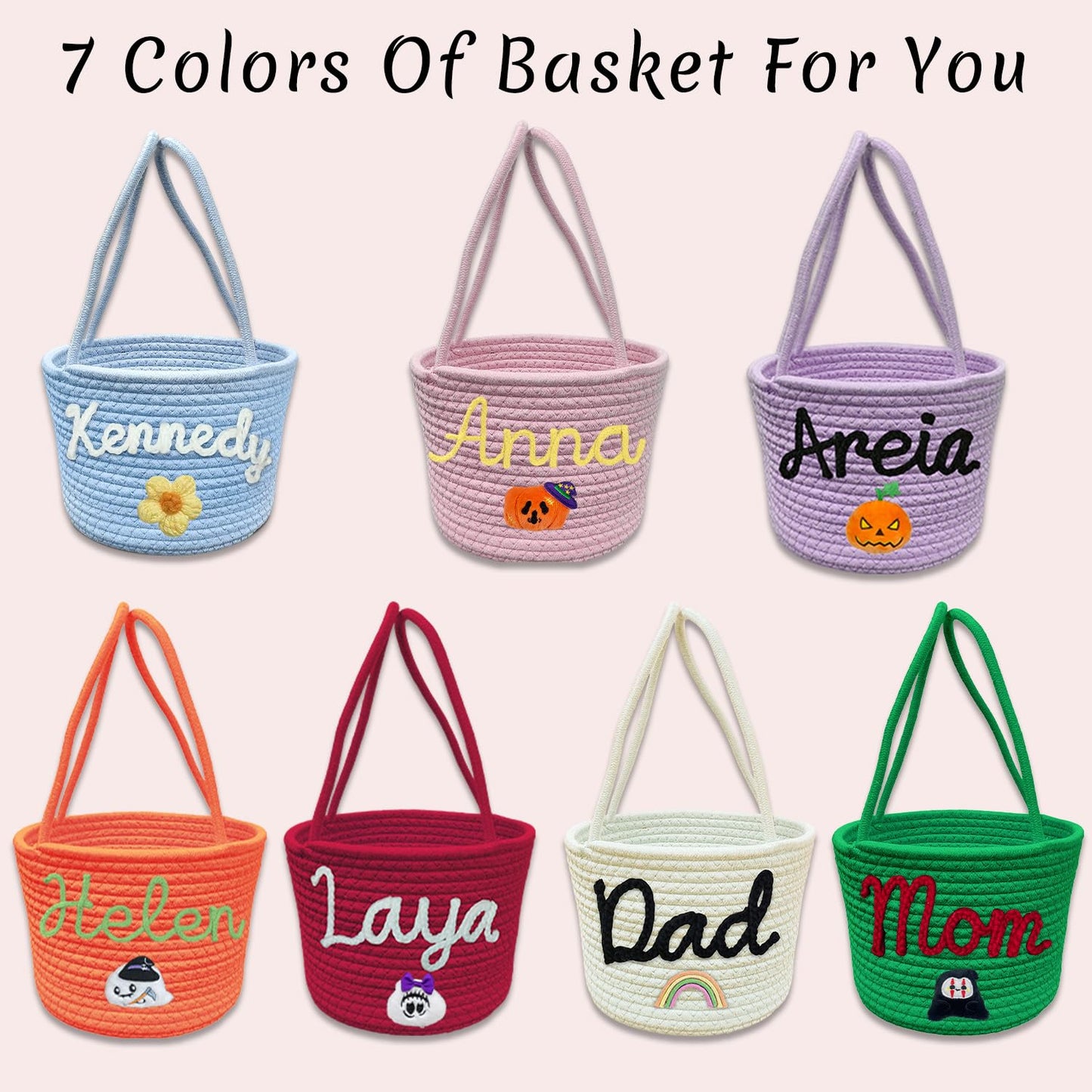 Personalized Halloween Basket Trick or Treat Bag Customized Name Custom Halloween Candy Buckets Gift for Boys Girls,Blue