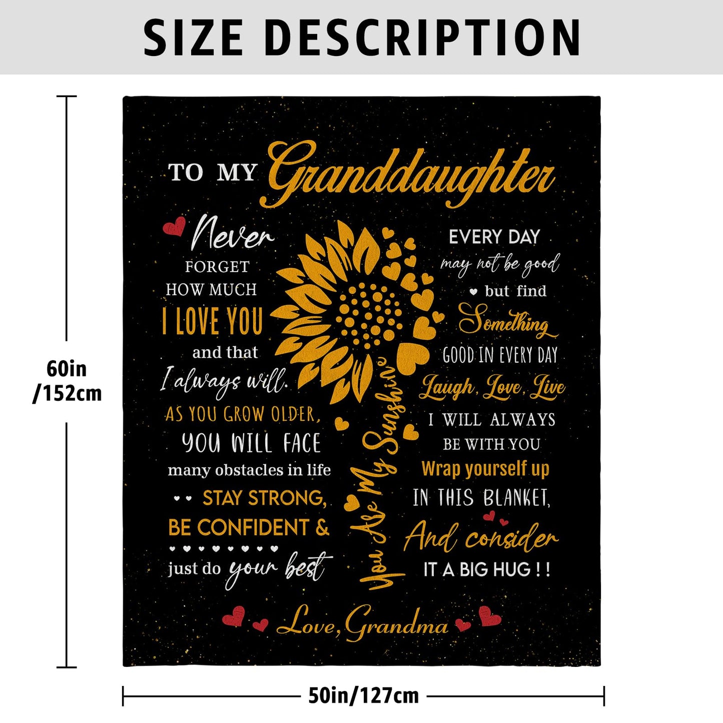 Vervehub Gifts for Granddaughter from Grandma, Granddaughter Gifts from Grandma, Birthday Gift for Granddaughter, Granddaughter Gifts from Nana, Granddaughter Gifts Blanket 60x50 Inch
