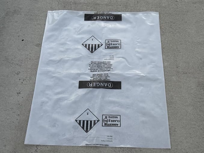 Asbestos Disposal Bags – 33" x 50" Clear Polyethylene, 6 Mil, Made in USA - Sandbaggy (1)