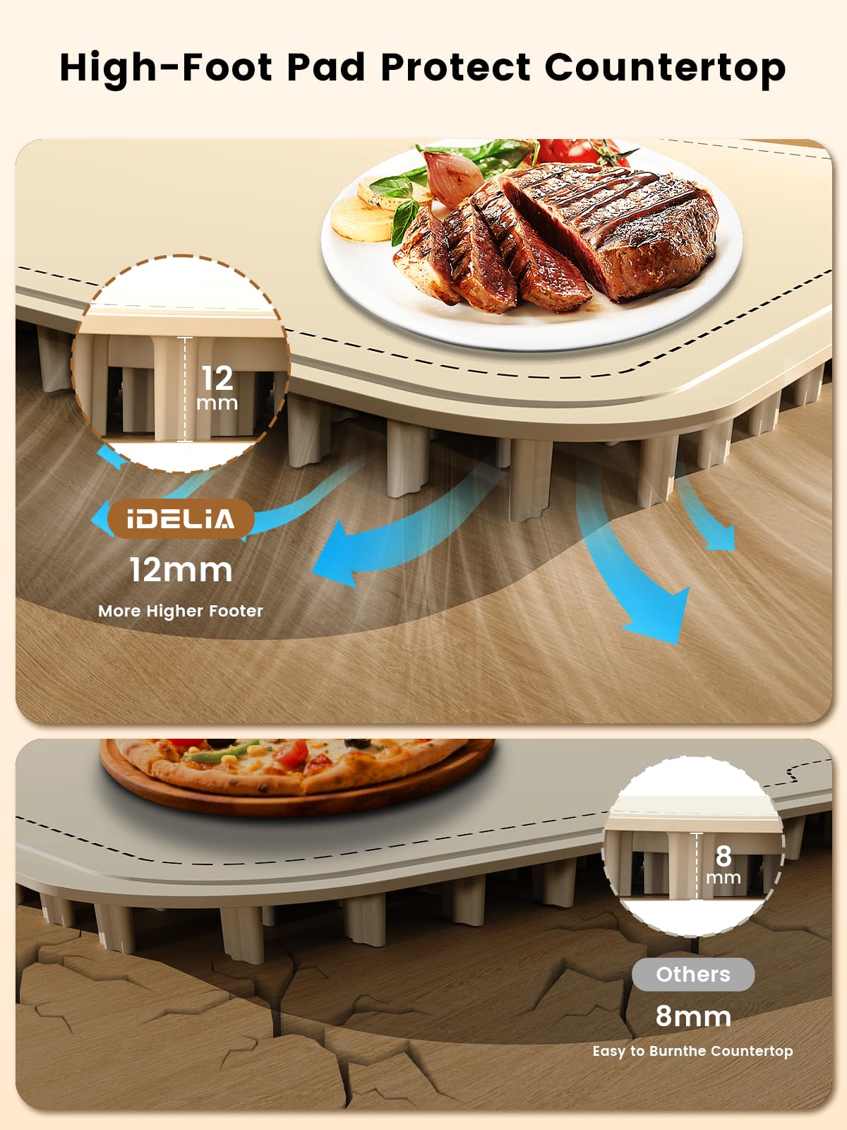Food Warming Mat Electric Heating - Portable Silicone Warming Tray with 7 Temperature Settings and 8 Hours Timer for Party Buffet Home Travel Kitchen (31.5"x15",Beige)