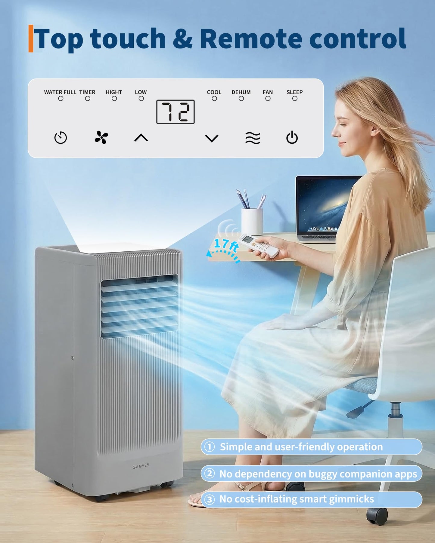 Garvee 10000BTU Portable Air Conditioner,Up to 450 Sq.Ft. Remote Control Silent Portable AC Unit, Dehumidifier,Fan,Sleep Mode,24H Timer&Installation Kit,DOE Certified,Ceer 6.7 Grey