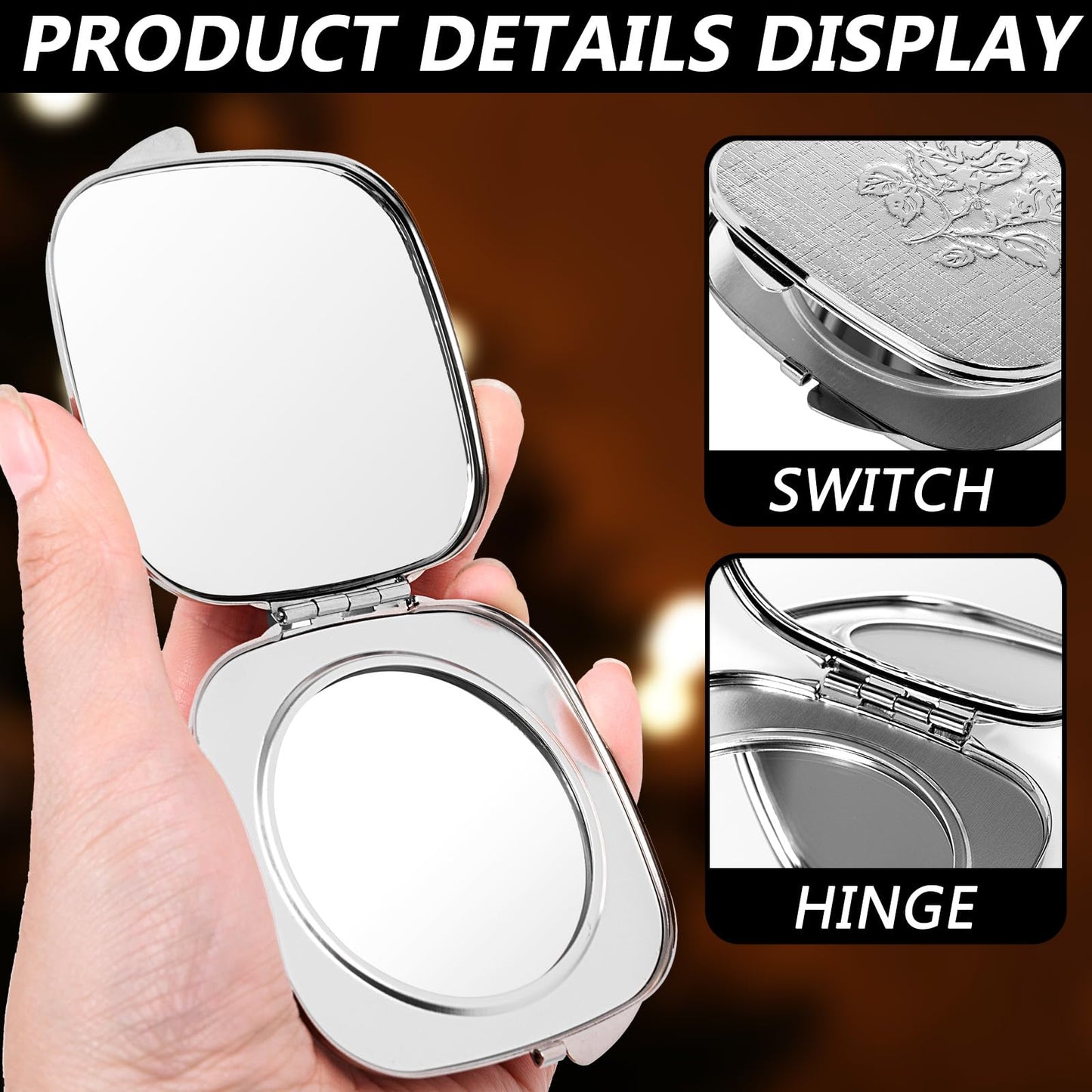 Travel Small Compact 1X/2X Mirror - Handheld, Foldable, Lightweight - Mini Pocket Magnifier for Wallet - Square 3.0 inches x 2.8