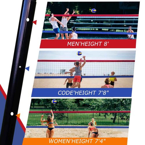 THWTGH 2025 Upgraded Portable Outdoor Volleyball Net Set with Adjustable Height Aluminum Poles, Volleyball Net for Backyard, Anti-Sag Design, Portable Volleyball Net for Backyard,Grass and Beach