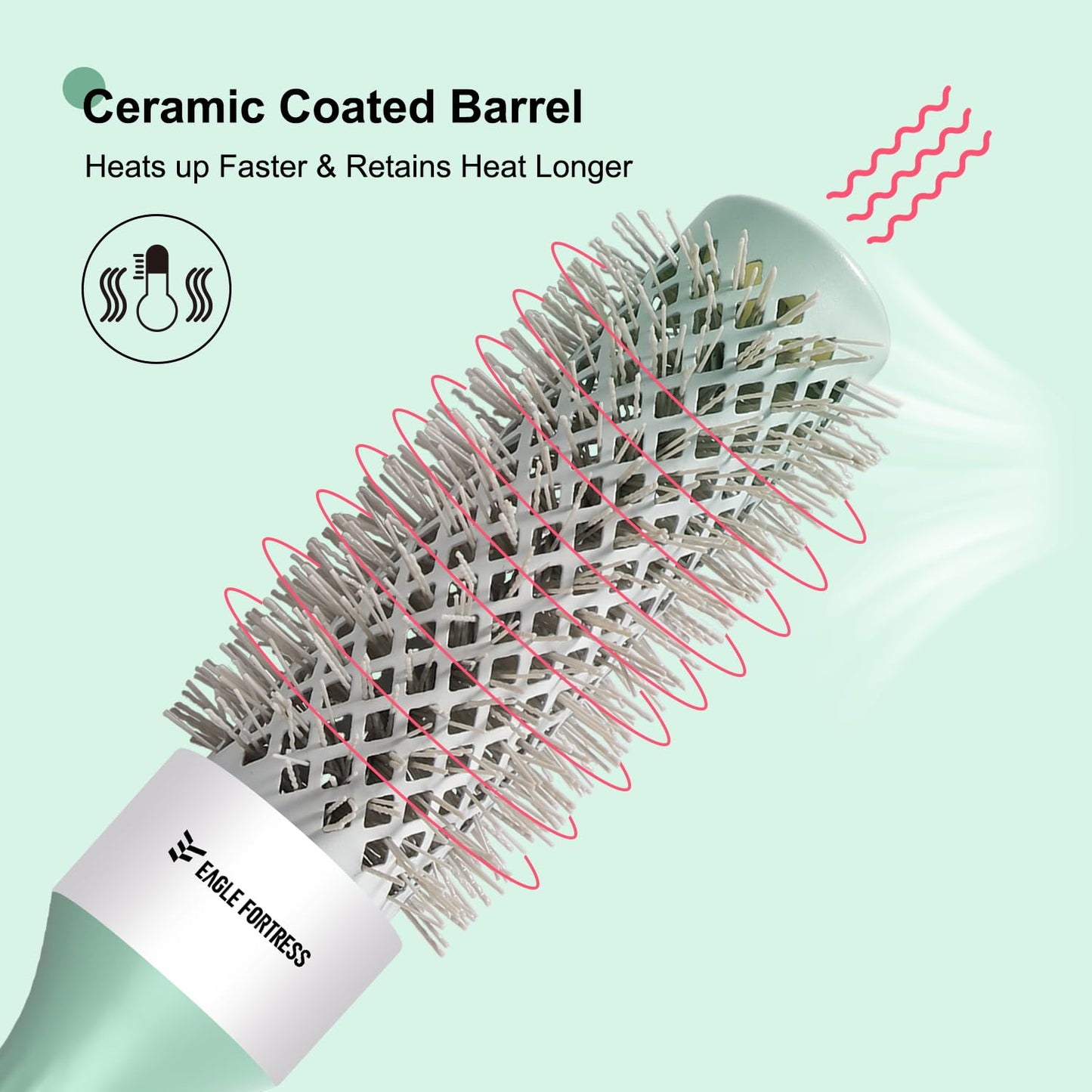 EAGLE FORTRESS Agnoil Round Hair Brush with Argan Oil + Ion + Ceramic for Blow Drying, Innovative Bristle Combination Round Brus