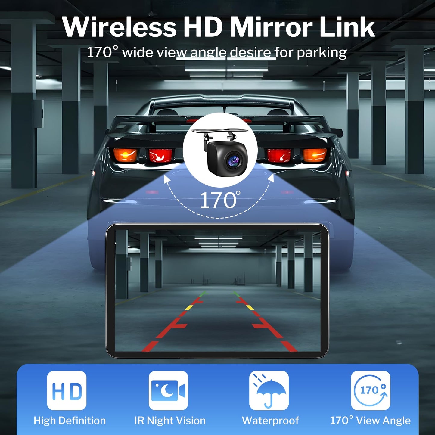 Wireless Apple Carplay Screen For Cars, 7 Hd Portable Car Stereo Touch Screen For Apple Carplay & Android Auto With Backup Camer