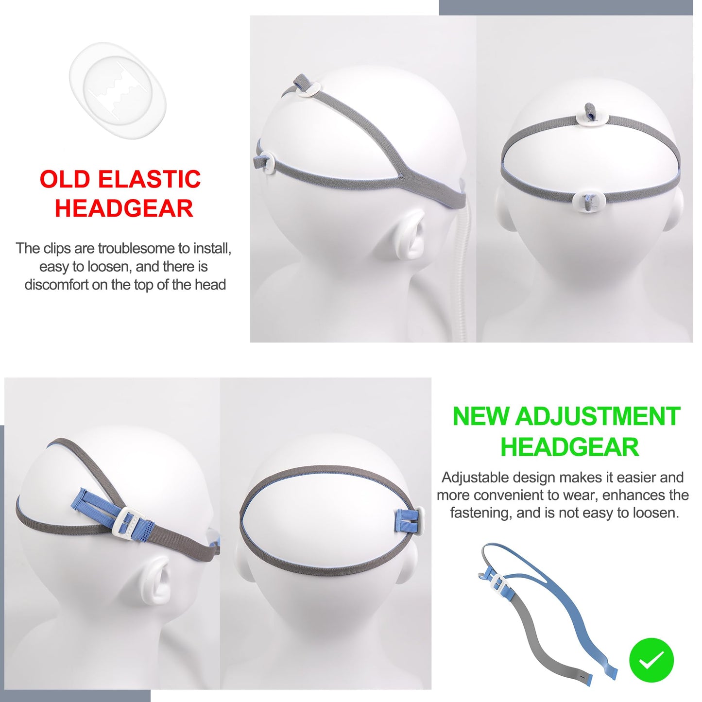 Medihealer P10 Connector Set for AirMini, Including P10 Connector for Airmini and Headgear Compatible with Airfit P10, Great-Value CPAP Supplies(No Cushion)