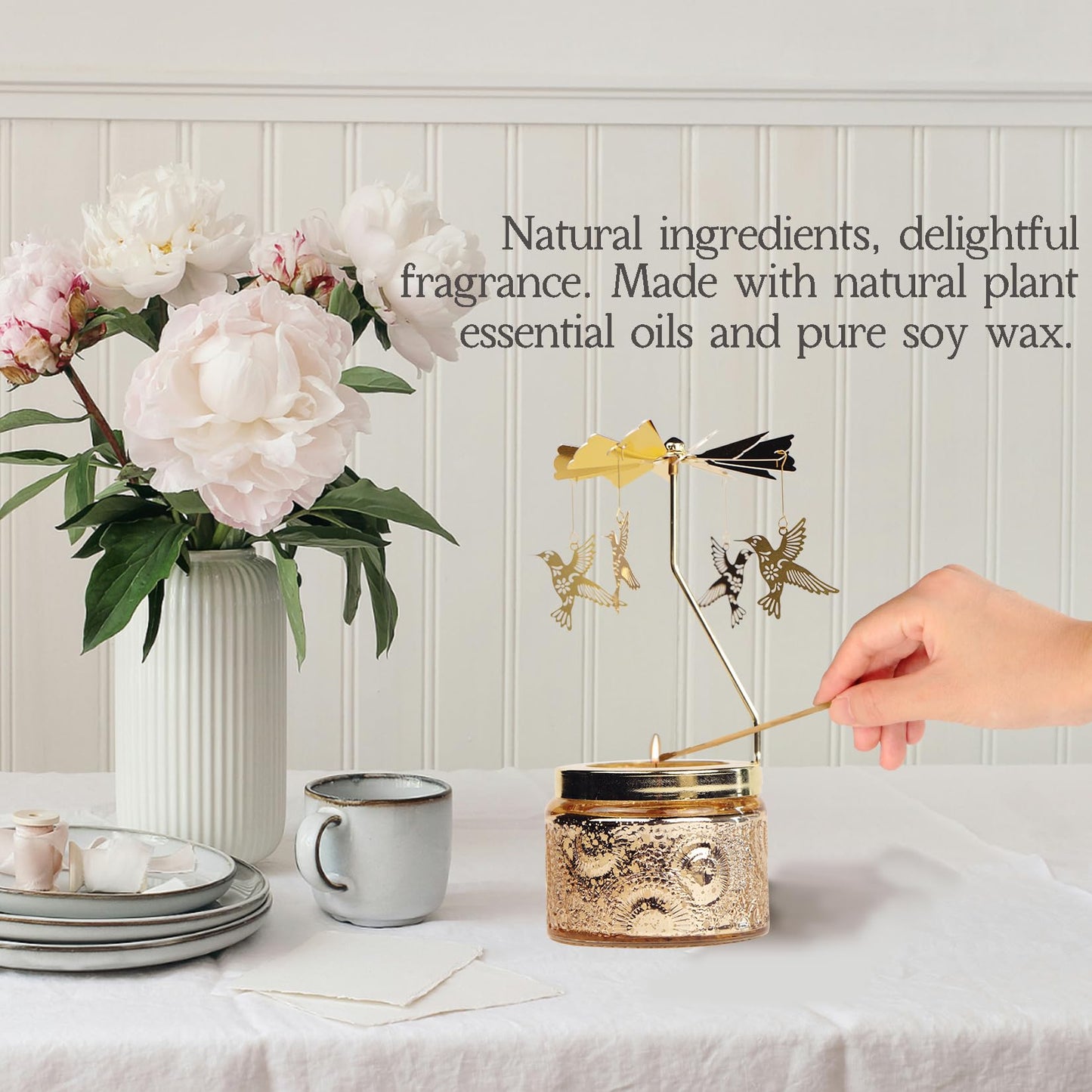 Birthday Gifts for Women, Hummingbird Candle Gift for Women, Unique Scented Birthday Gift for Mom, Grandma, Sister, Friends, Rotatable Candle for Relaxation & Stress Relief