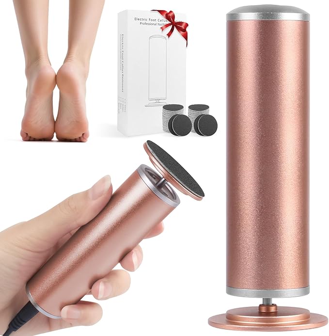 Electric Foot Callus Remover with 60pcs Sandpaper Discs, 4.8IN Aluminum Foot File for Dead Skin and Cracked Heels, 800RPM Professional Pedicure Tool for Home Spa Use