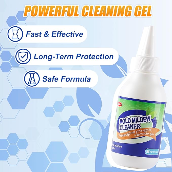Powerful Stain Remover Gel Cleaner Whitening Deep Cleaner for Washing Machine Seal, Bathroom Grout, Walls, Shower, Kitchen Sinks and Refrigerator Strips - 5 Fl Oz