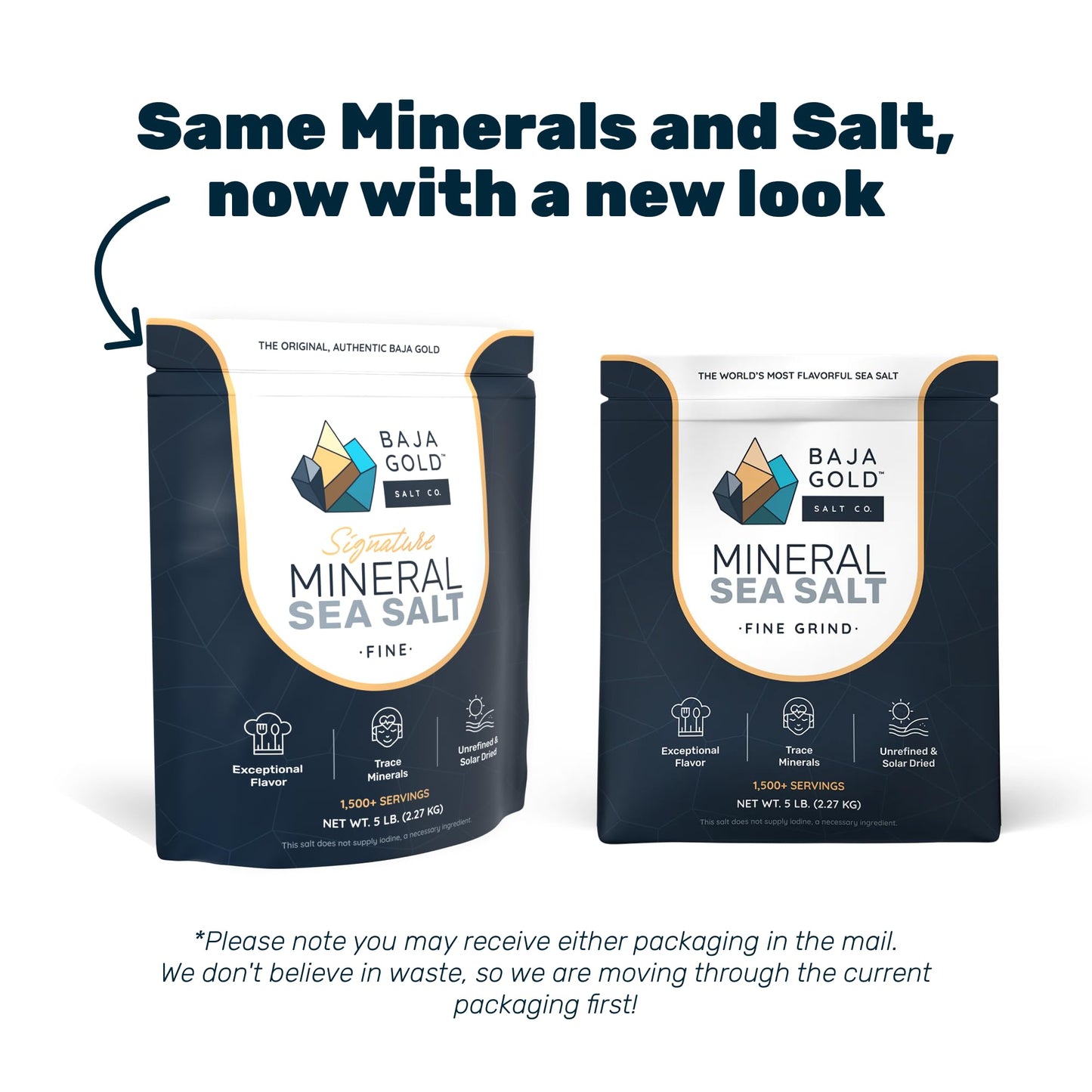 Baja Gold Mineral Sea Salt - Recommended by Gary Brecka - Authentic Fine Grind Salt for Cooking & Baking | Natural Baja Salt for Culinary Uses | Great for Finishing Dishes | 5 lb. Resealable Bag, 1,500+ Servings