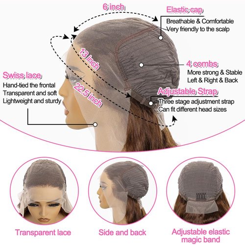 TESCOGOYS 14 Inch Chocolate Brown Lace Front Wig Human Hair 180 Density 13x6 Body Wave Lace Front Wigs Human Hair Pre Plucked Colored Frontal Wigs Human Hair Brown Wig Human Hair Wigs for Women