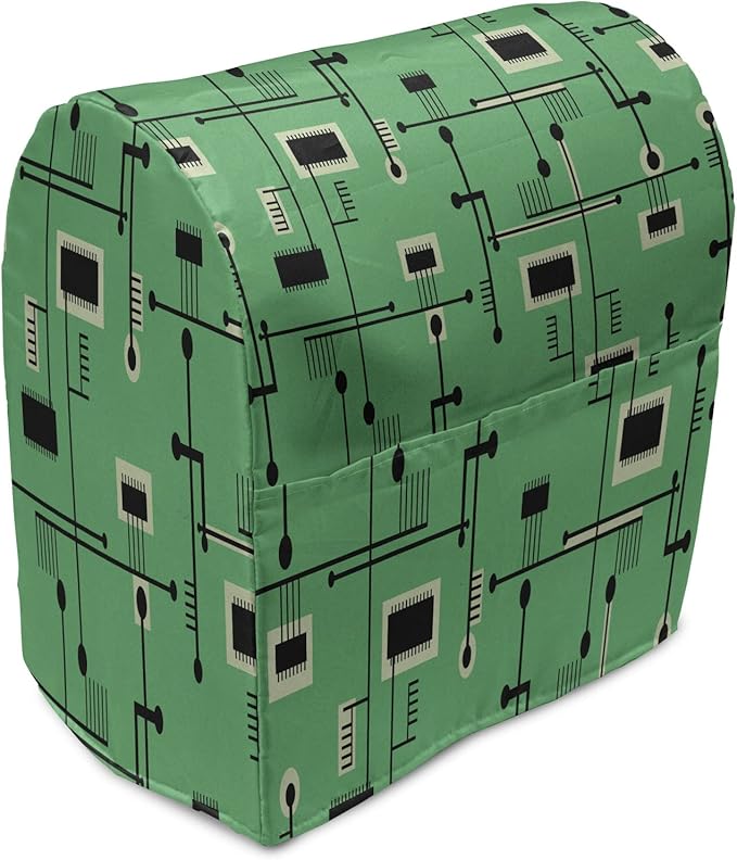 Ambesonne Circuit Board Stand Mixer Cover, Technology Microchip Electronics Repeating Illustration, Kitchen Appliance Orga...