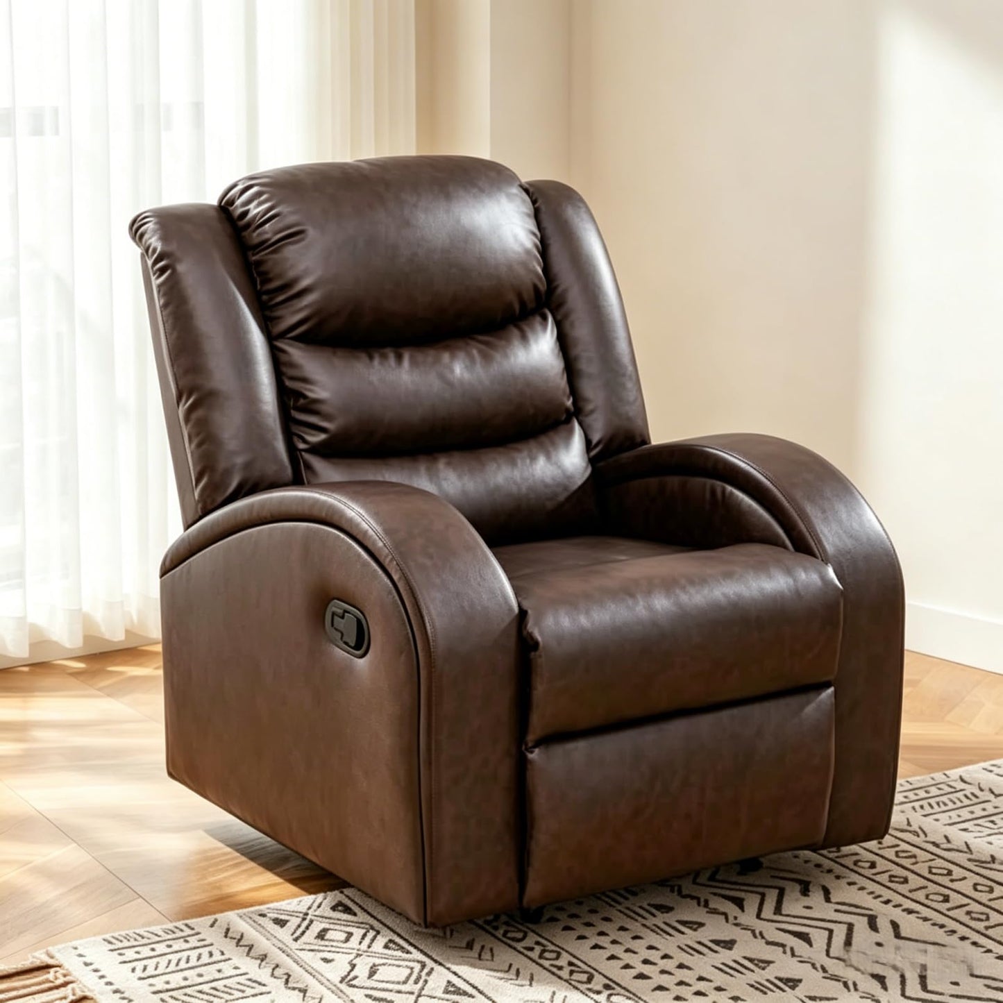 Trygoal Power Lazy Boy Recliner Chair, Single Leather Reclining Chair with Home Theater Seating, Electric Oversized Recliner Sofa Breathable Living Room Chairs for Adults Reading Gaming, Red