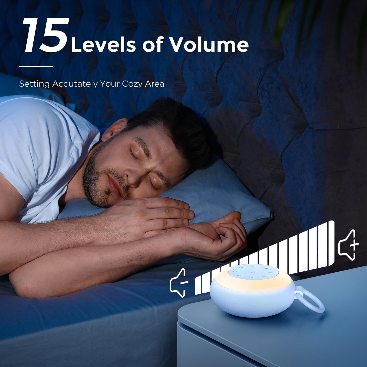 Noise Sound Machine with 24 Soothing Sounds 7 Colors Night Light, White Noise Machine 15 Volume Levels 3 Timers Adjustable Brightness Memory Function for Adults Kids Baby