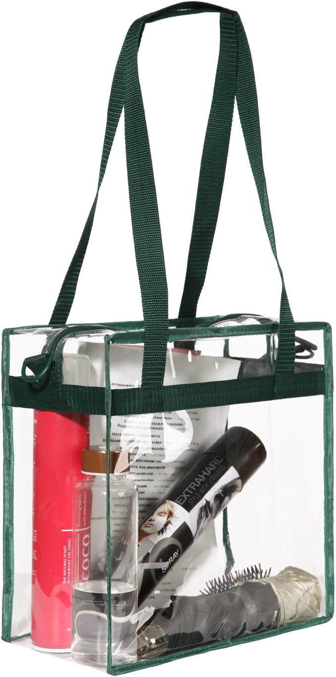 BAGAIL Clear Bags 12x6x12 Stadium Approved Clear Tote Bag with Zipper Closure Crossbody Shoulder Bag with Adjustable Strap