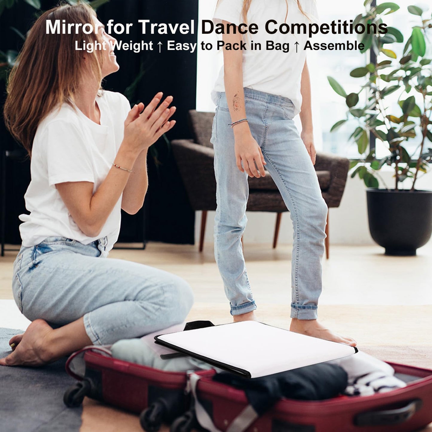 LPHUMEX White Hanging Full Length Mirror for Dance Bag, 33x13 Inch Portable Folding Body Mirror for Wedding Golf Swing Workout