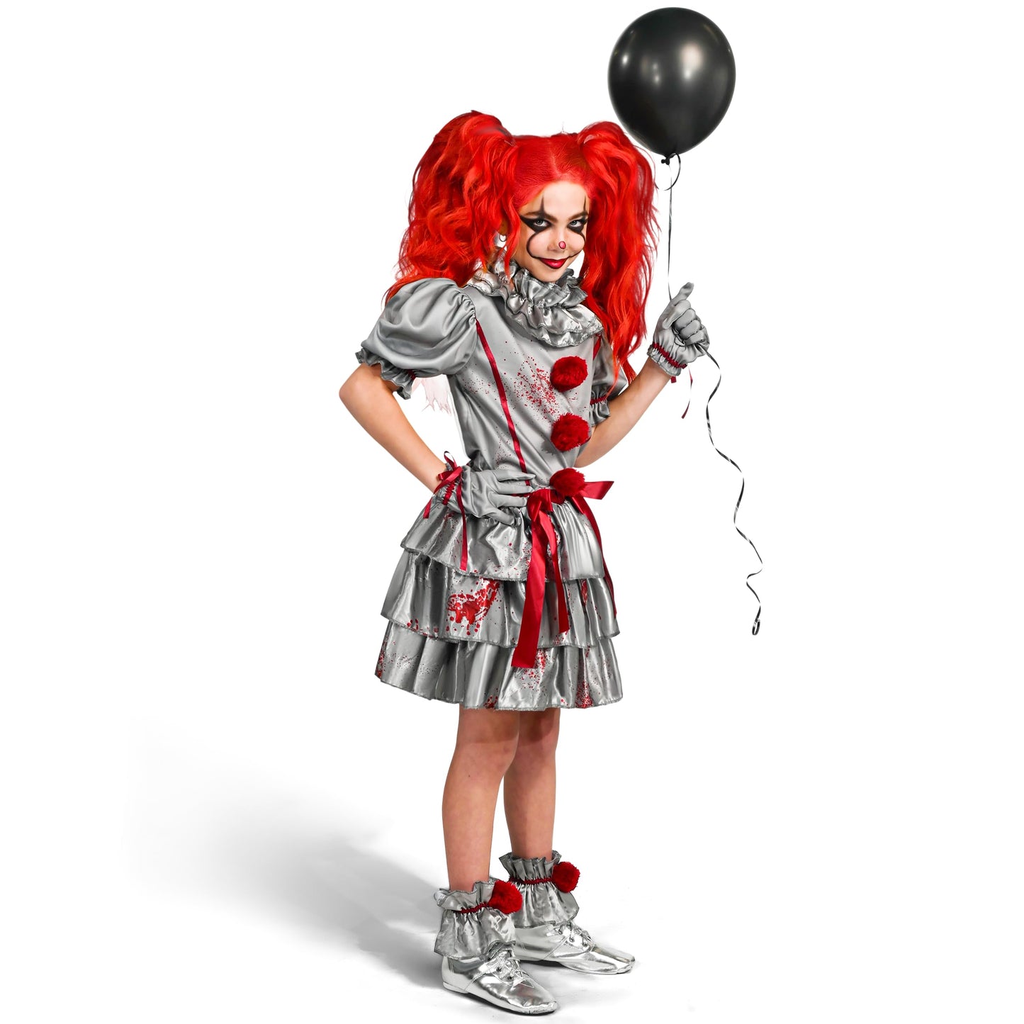 Spooktacular Creations Girls Clown Costume, Evil Clown Dress, Halloween Scary Jester Costume for Girls Halloween Dress Up, Role Play, Cosplay Party-S