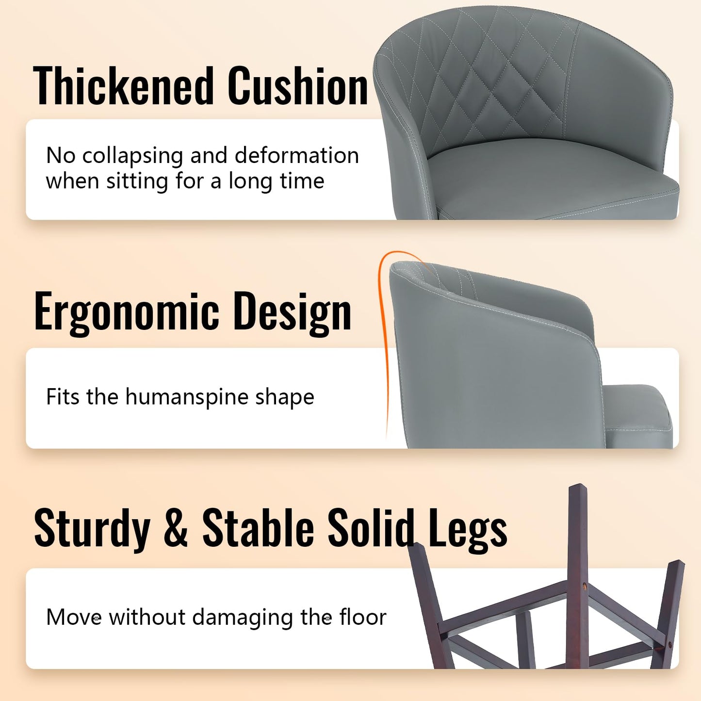 Swivel Counter Height Bar stools with Back,23" Seat Height PU Leather Upholstered Barstools,Mid Century Modern Bar Chairs for Kitchen,Island (LightGray, Set of 1)