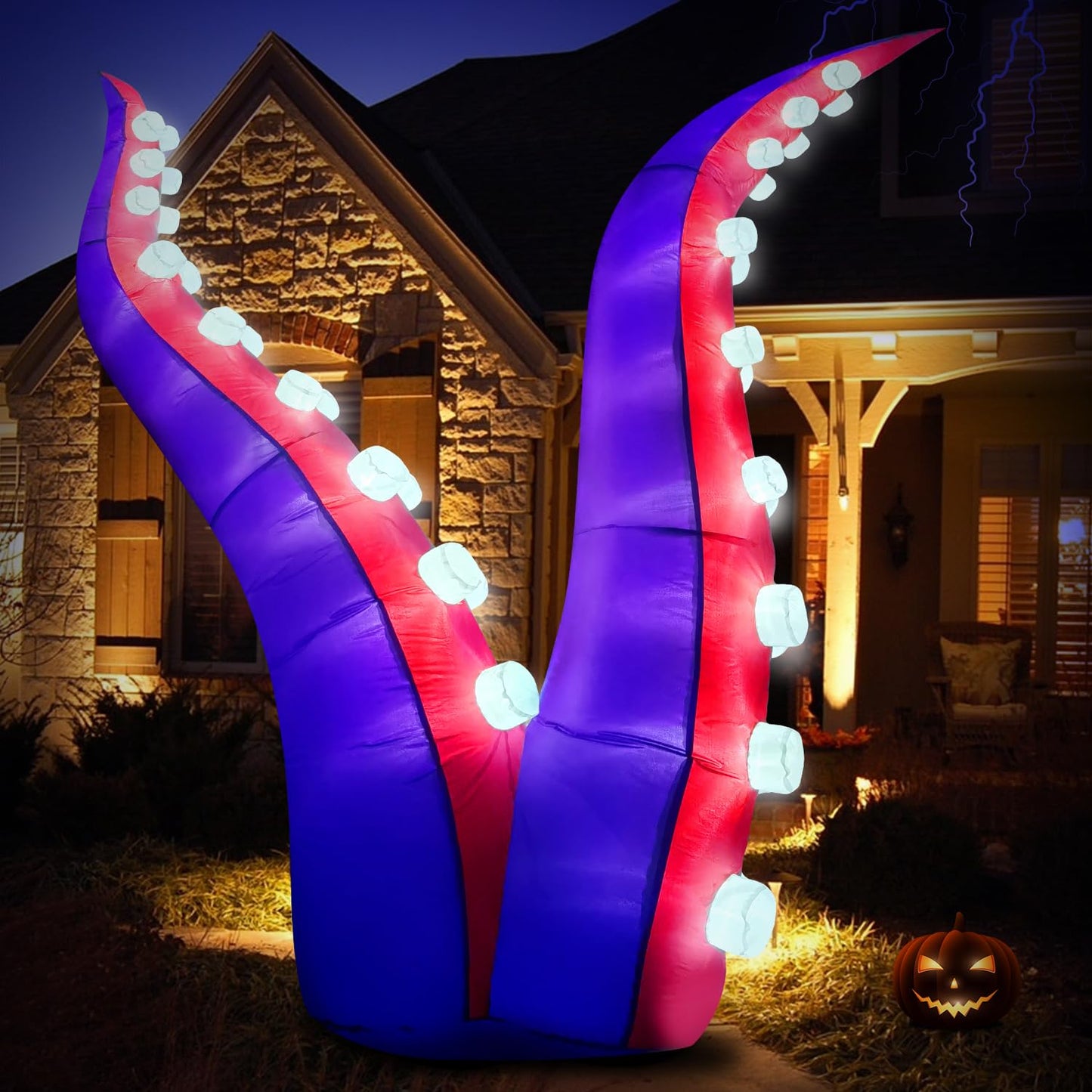 DomKom 6FT Halloween Inflatables Decorations Octopus Tentacles with 36 Built-in LED Lights, Blow Up Holiday Yard Decoration for Halloween Party Outdoor, Yard, Garden, Lawn Décor