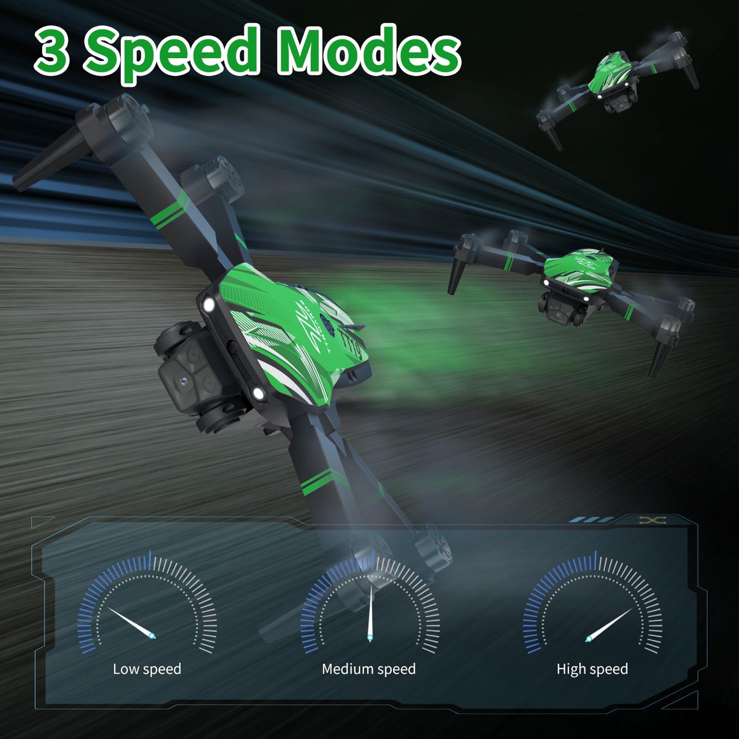 TTROARDS TT19 Drone with 1080P Camera for Adults, Drones with 270° Obstacle Avoidance Function, Brushless Motor, Level 3 Wind Resistance, Foldable Quadcopter Mini Drone for Beginners, Green
