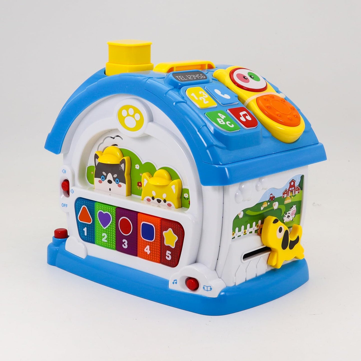 DELUTIQUE Toddler Toys for 1 Year Old Boy and Girl, 8 in 1 Learning Toy Muscial Activity House with Mirror, Play Phone, Montessori Baby Toy for 18 Months, 1 2 3 Year Old Boys Birthday Gifts (Blue)