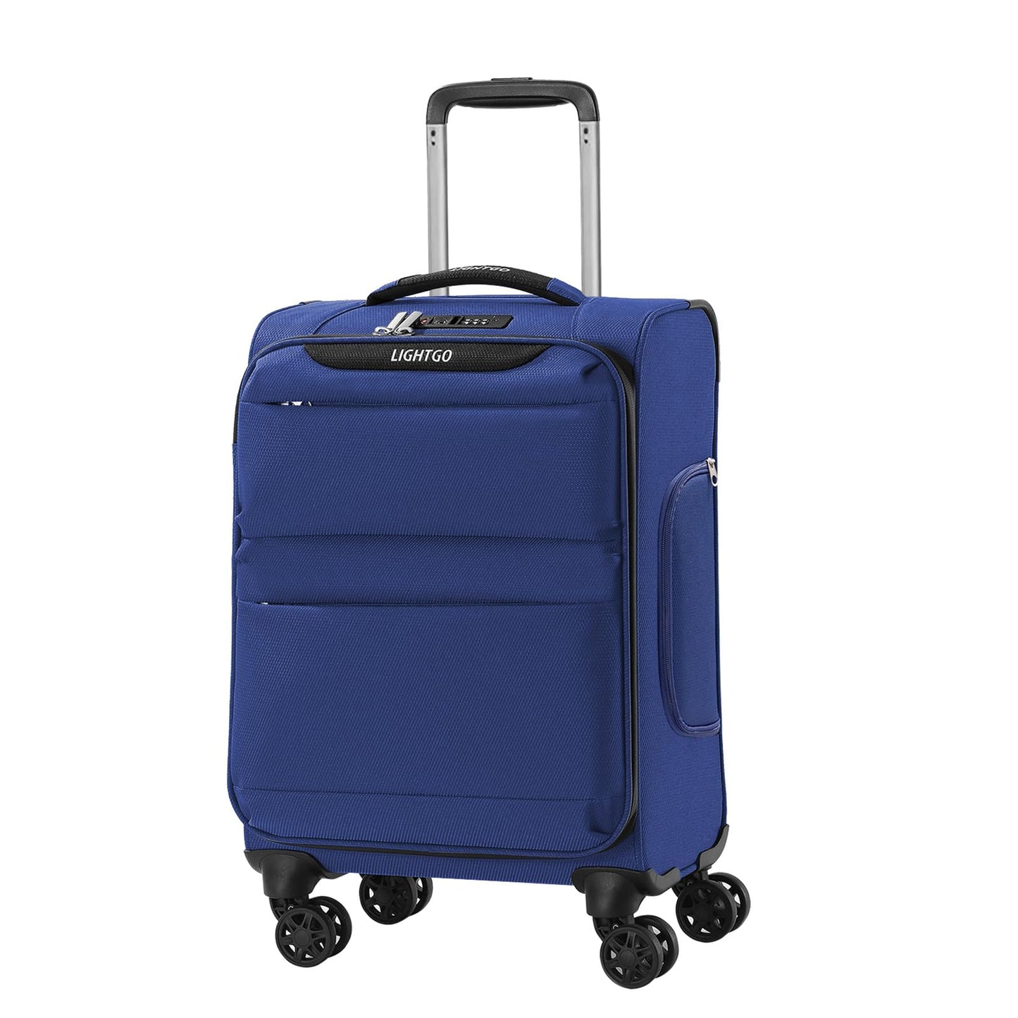 LIGHTGO 20 Inch Carry On Luggage, Softside Suitcase with Spinner Wheels, 20x14x8 Inches Including Wheels for Airline Approved, TSA Lock, Water Resistant Underseat Luggage for Women Men, Navy Blue