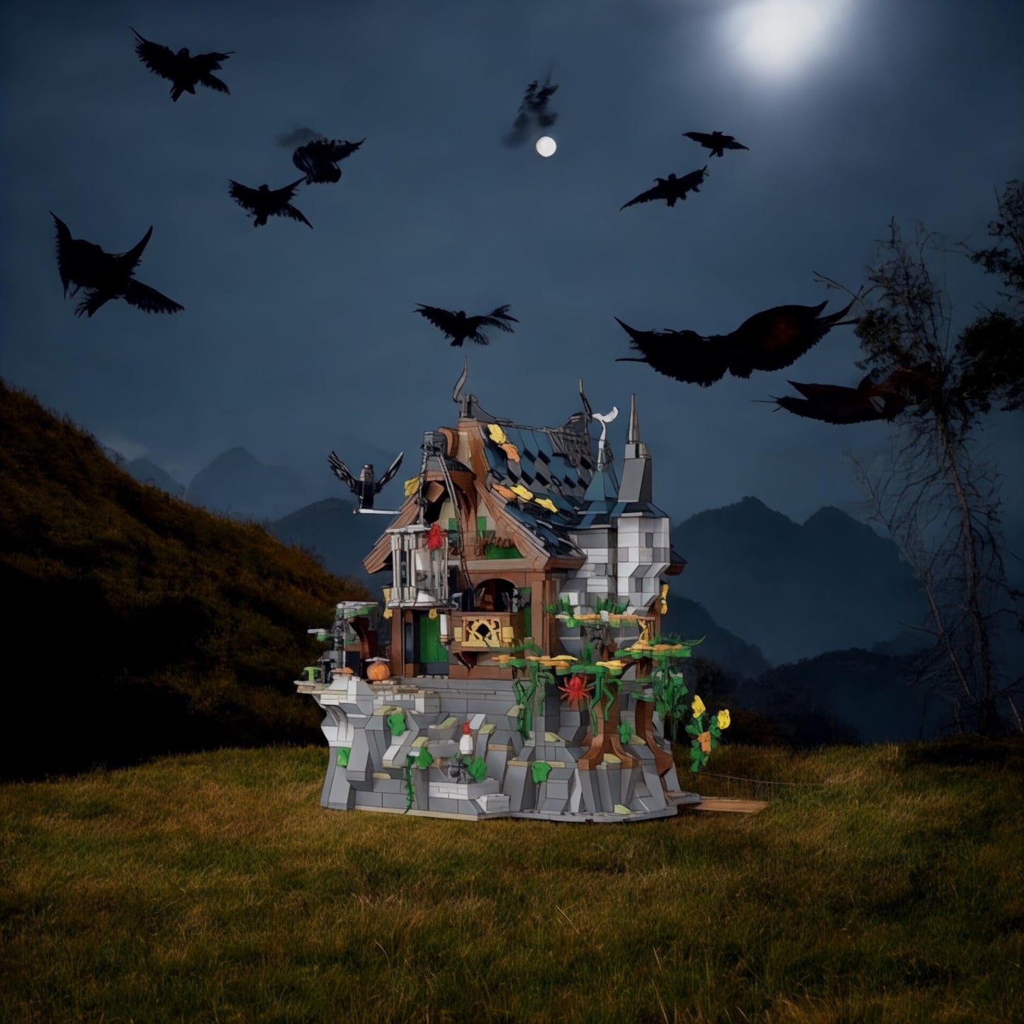 General Jim's The Witch House Modular Halloween Spooky City Building Block Set - 1964 Pieces