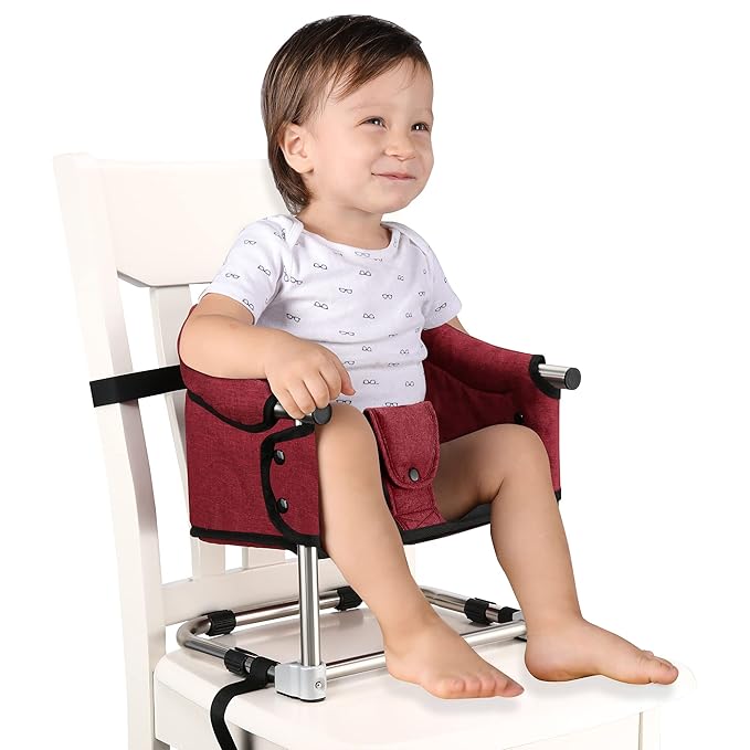Booster Seat for Dining Table: Portable Toddler Booster Chair with Safety Buckle and Height Adjustable, Foldable Baby Feed...