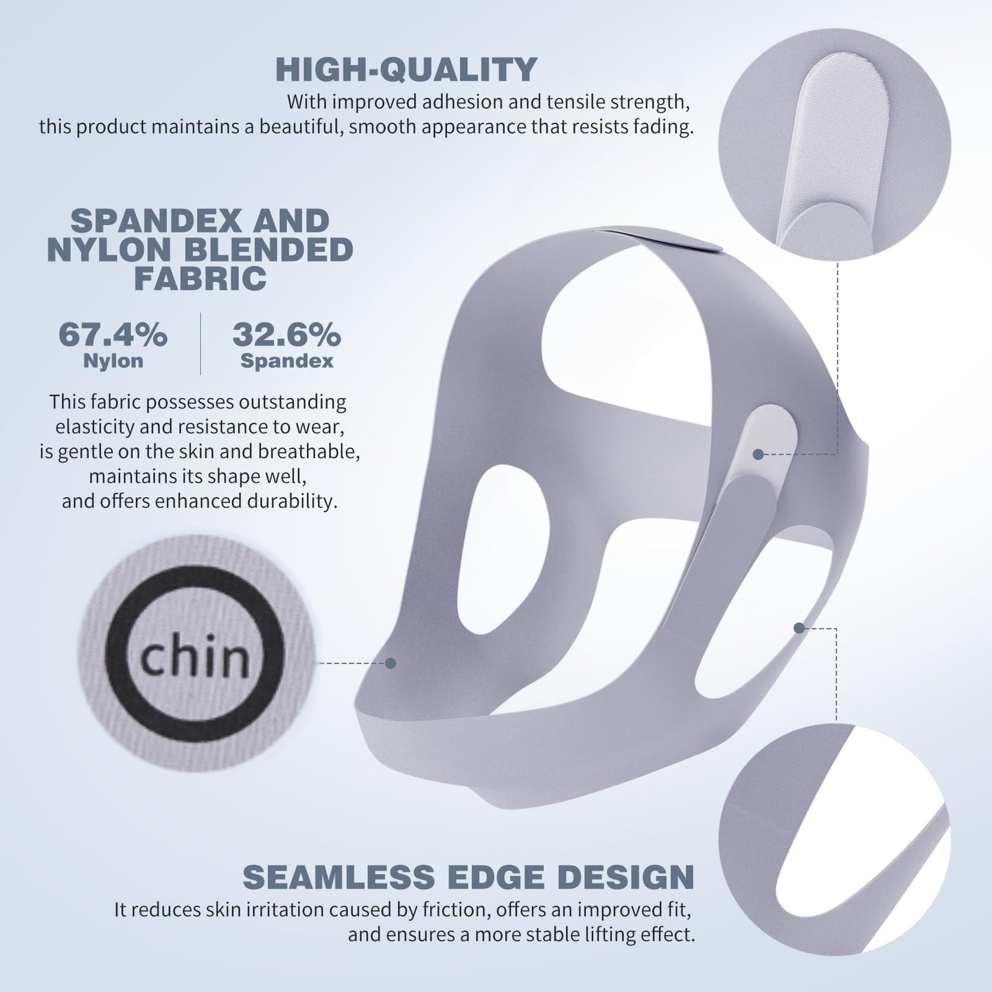 OHELEEP Anti Snore Chin Strap for CPAP Users, Snore Stopper Adjustable, Chin Strap for Sleeping Comfortable Stop Snoring Solution, Anti Snoring Devices Breathable and Reusable, Gray, M