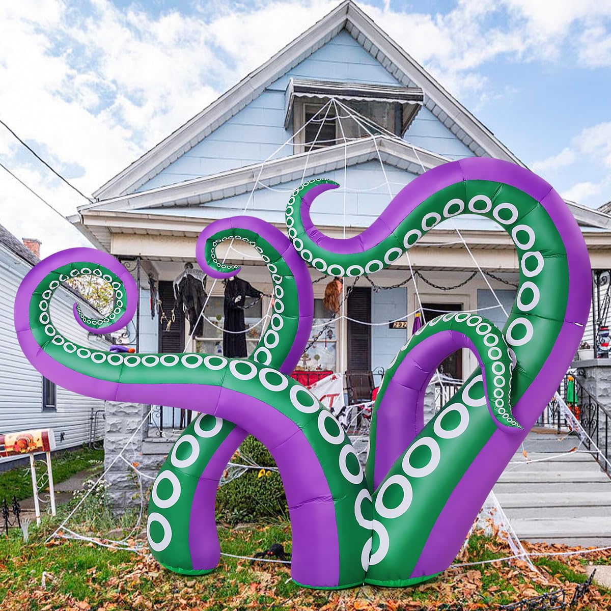 GOOSH 7.2 FT Halloween Inflatables Octopus Outdoor Decorations Blow Up Yard with Built-in LEDs for Window Garden Lawn Indoor Party Decor