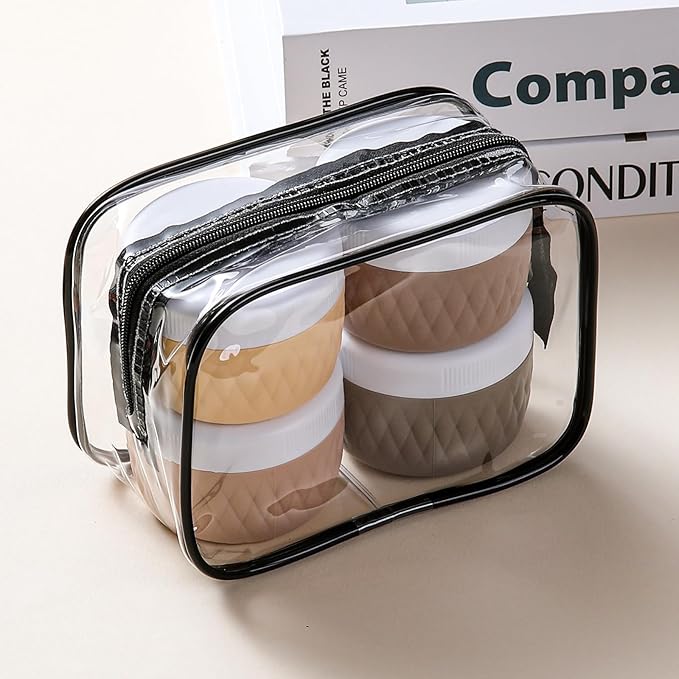 Travel Containers for Toiletries, Silicone Cream Jars BPA-Free, TSA Approved 3oz Travel Size Containers, Leak-proof Silicone Jars with Lid for Cosmetic Face Hand Body Cream (4 Pack)
