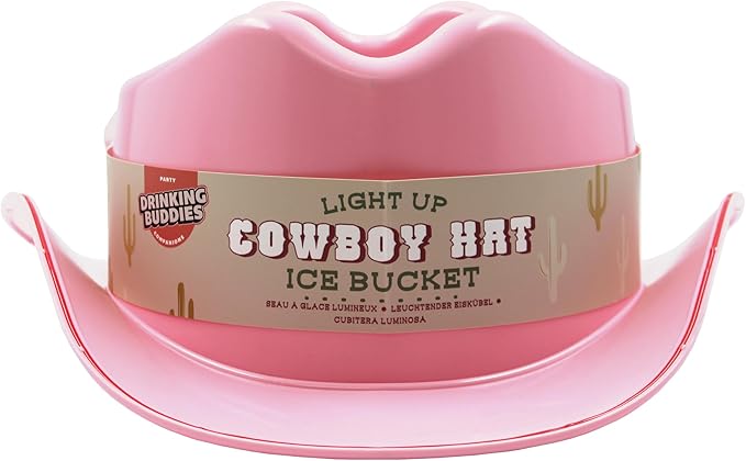 NPW Drinking Buddies Light Up Cowboy Hat Ice Bucket - Cowgirl Hat Shaped Ice Bucket Cooler, LED, Perfect for Parties & Cel...