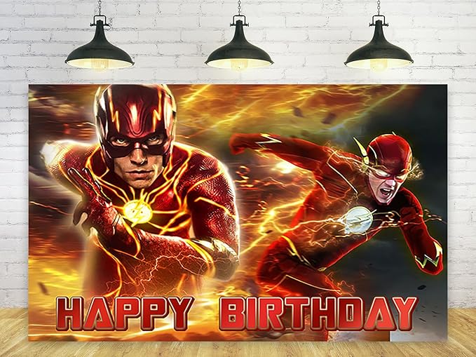 Red The Flash Backdrop for Birthday Party Decorations Hero Background for Baby Shower Party Cake Table Decorations Supplie...