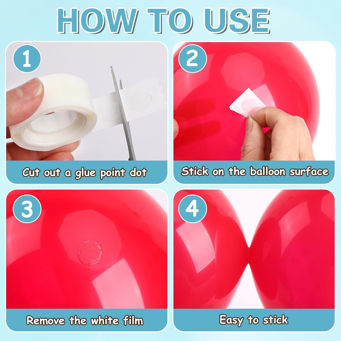 UPINS Glue Points Dots, 3000Pcs Balloon Glue Adhesive Dots Double Sided Removable Glue Tape Dots for Balloons Crafts Decoration, 6 mm