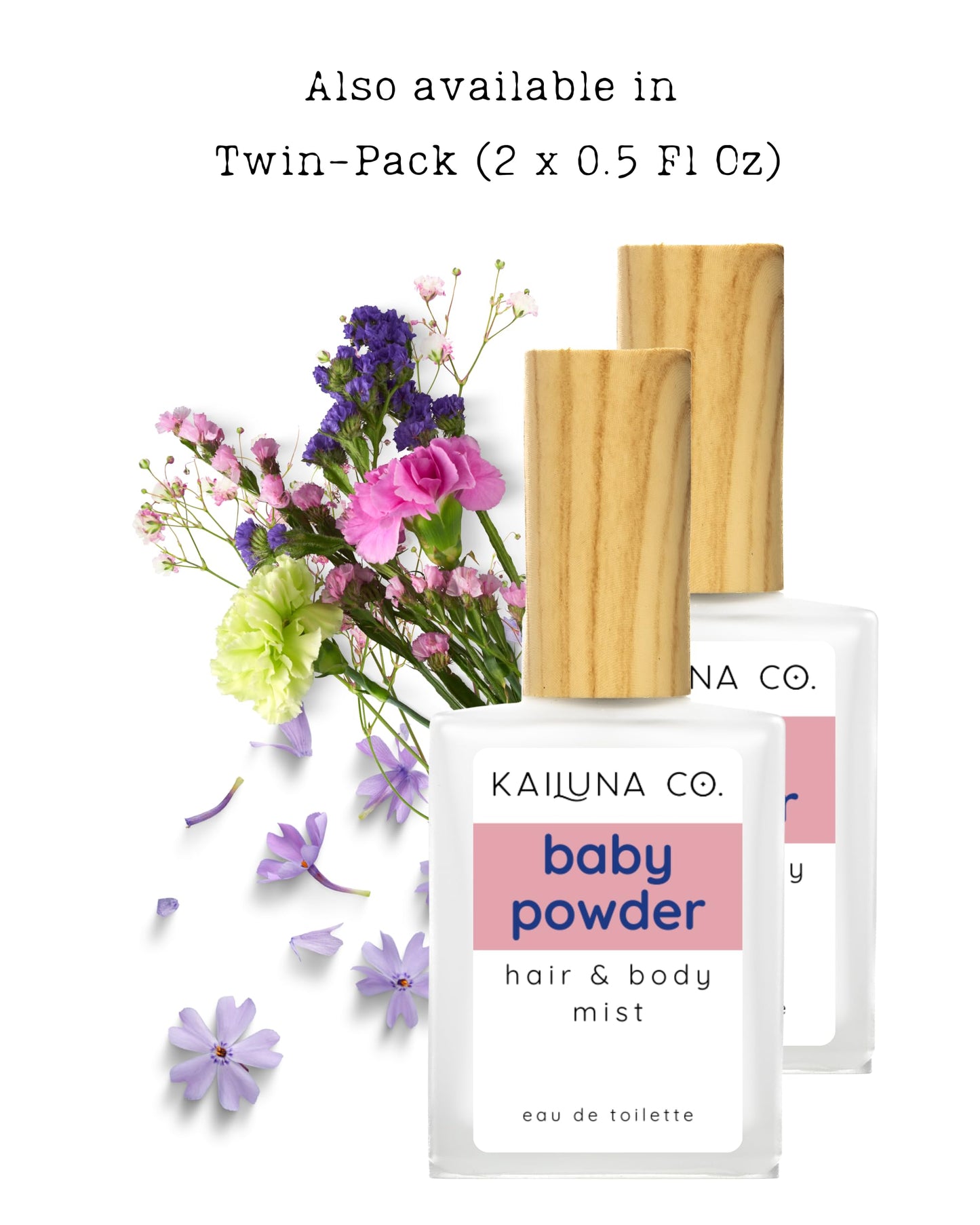 Kailuna Co. Baby Powder Natural Hair & Body Mist Spray, Pure Essential and Fragrance Oils, Alcohol-Free, Handmade in California, 0.5Fl Oz