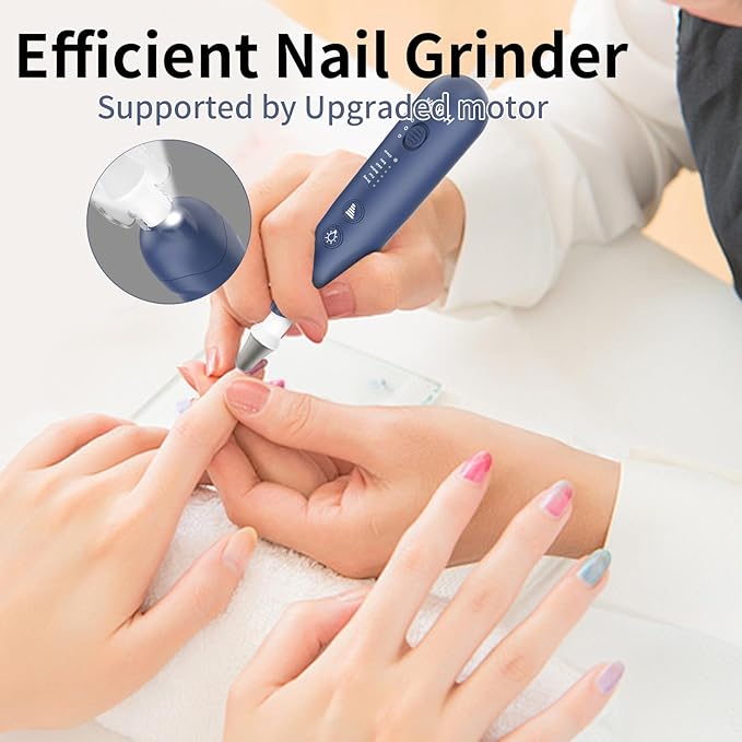 Cordless Electric Nail File Set, Rechargeable Pedicure Tools for feet, Professional Manicure Pedicure Kit 5 Speeds Hand Foot Care Nail Drill for Thick Nail Toenail Cuticle Women Men Pets, Blue