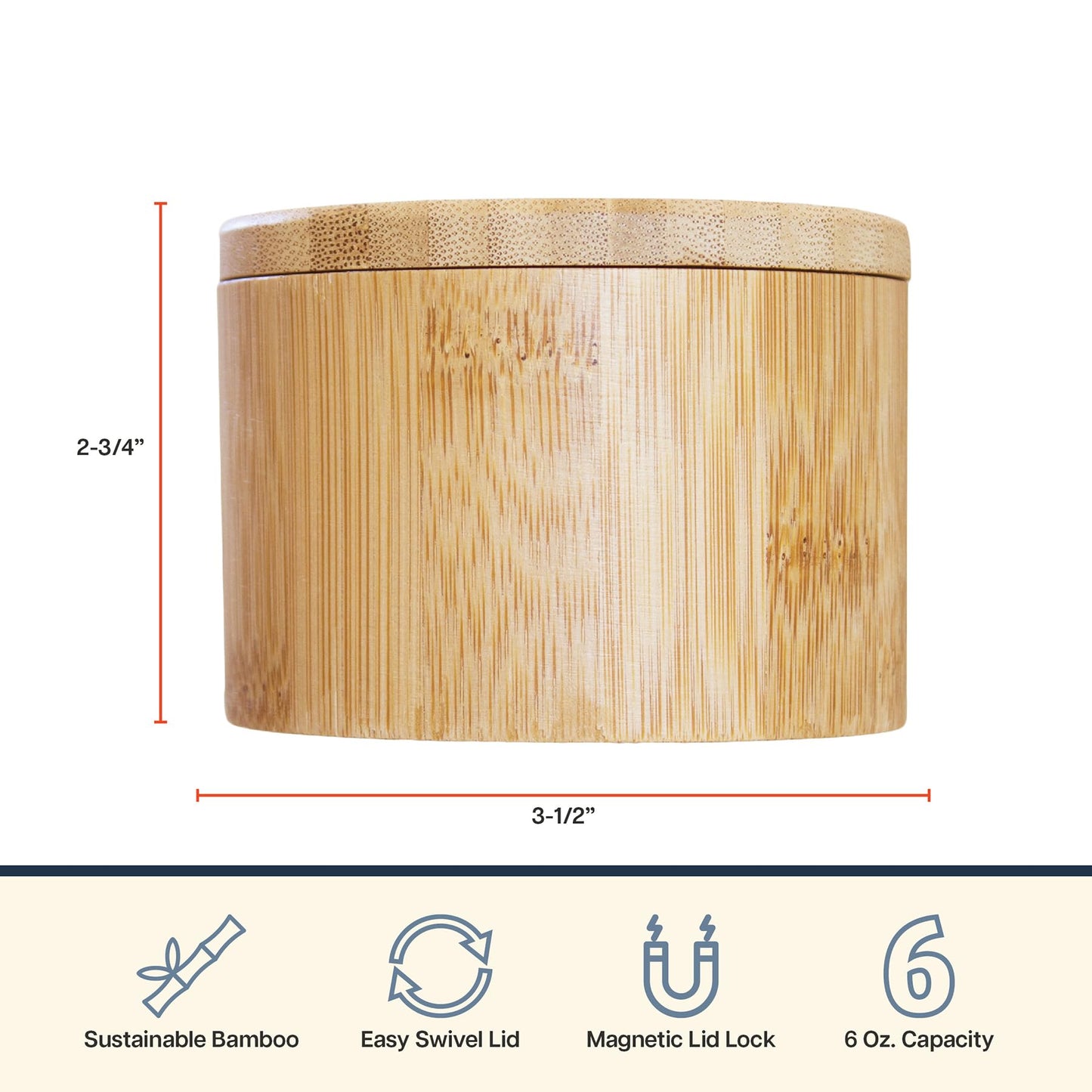 Totally Bamboo Salt Cellar with Swivel Lid – Bamboo Spice Box Storage Container for Kitchen Countertop with Magnetic Closure – Ideal for Sea Salt, Spices and Herbs