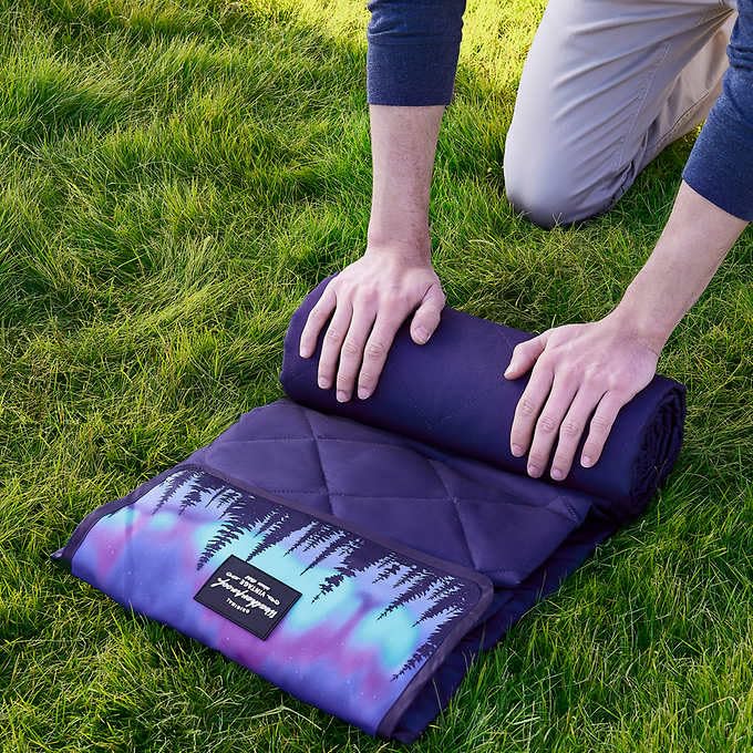 Weatherproof Vintage Portable Picnic Blanket (60in x 72in) - Foldable & Sandproof Beach & Camping Blanket - With Carry Str...