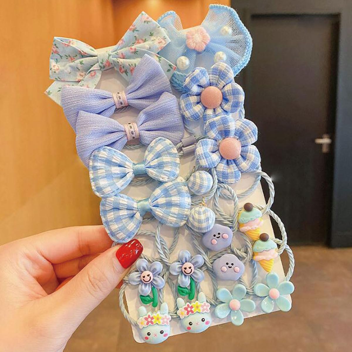 Likeggoad Cute Cartoon Elastic Hair Ties for Baby Girls, Rubber Bands Hair Bands Ropes Ponytail Holder for Toddlers (Random 2 Sets, Mixed Styles)