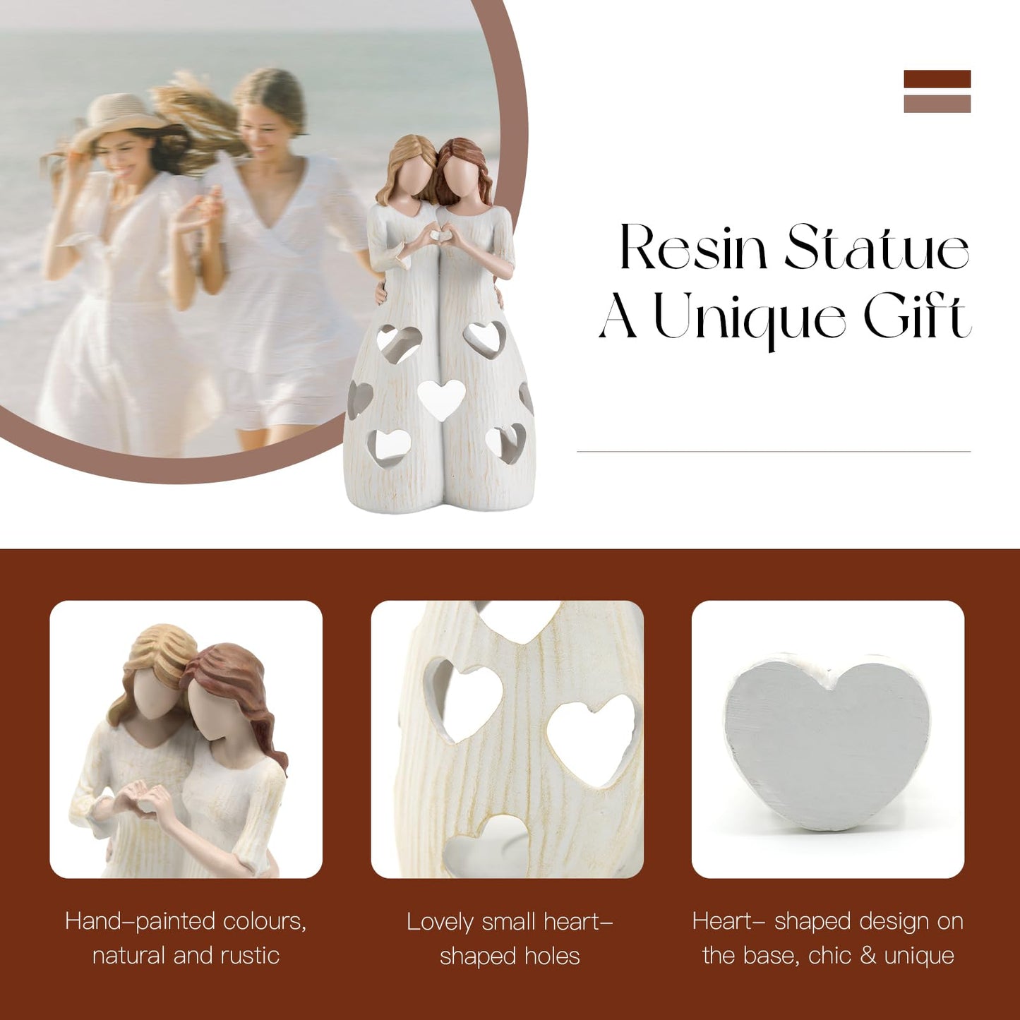 Candeldo Sister Birthday Gifts for Women: Unique Home Decor Meaningful Gift Ideas for Bestie Candle Holder Figurine