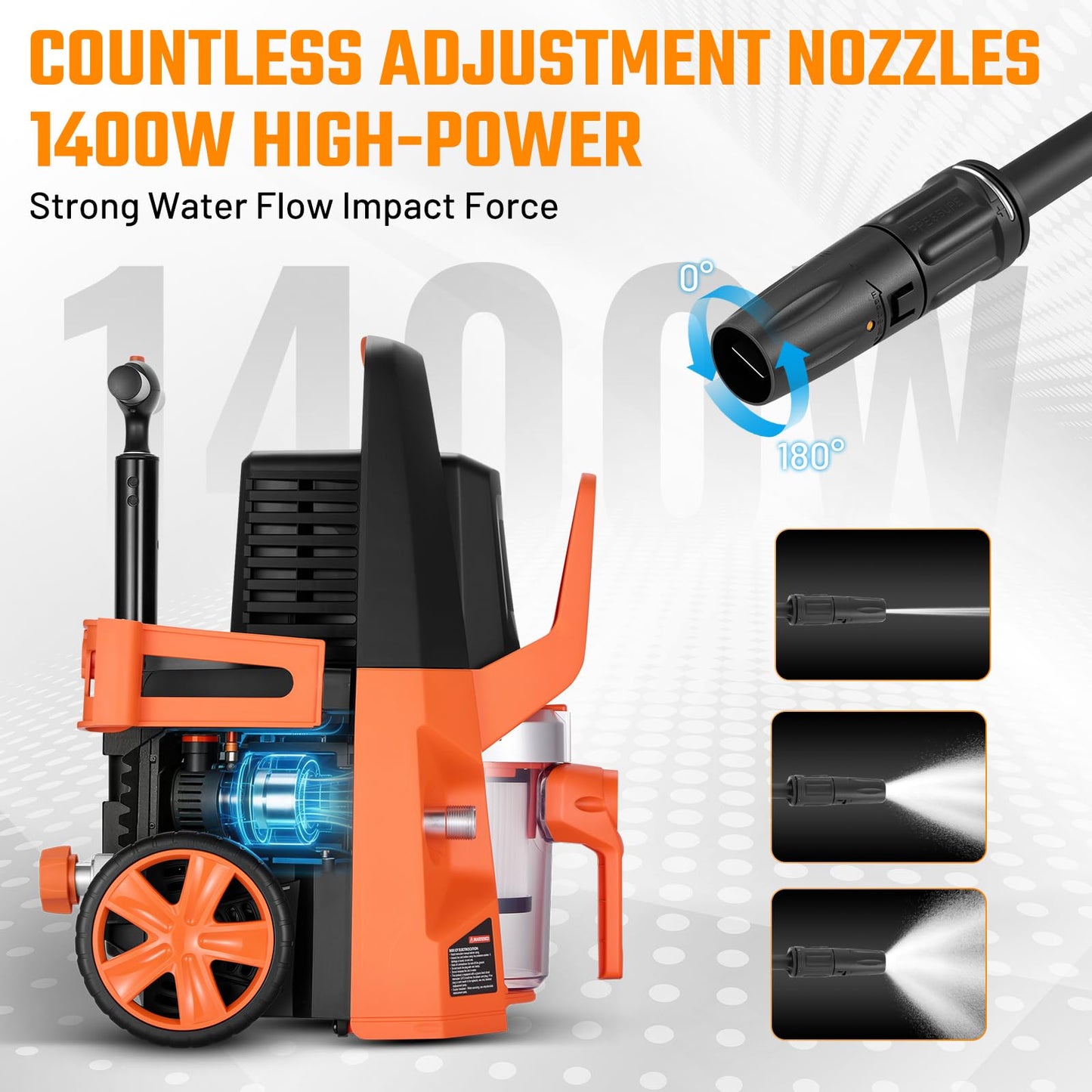 This Hill 4 in 1 Pressure Washer & Vacuum Cleaner, 1.7GPM 2800PSI with High Pressure Cleaner, 1400W High-Pressure Steamer for Cleaning, Fit for Home, Tile, Carpet, Furniture & Personal Car Detailing