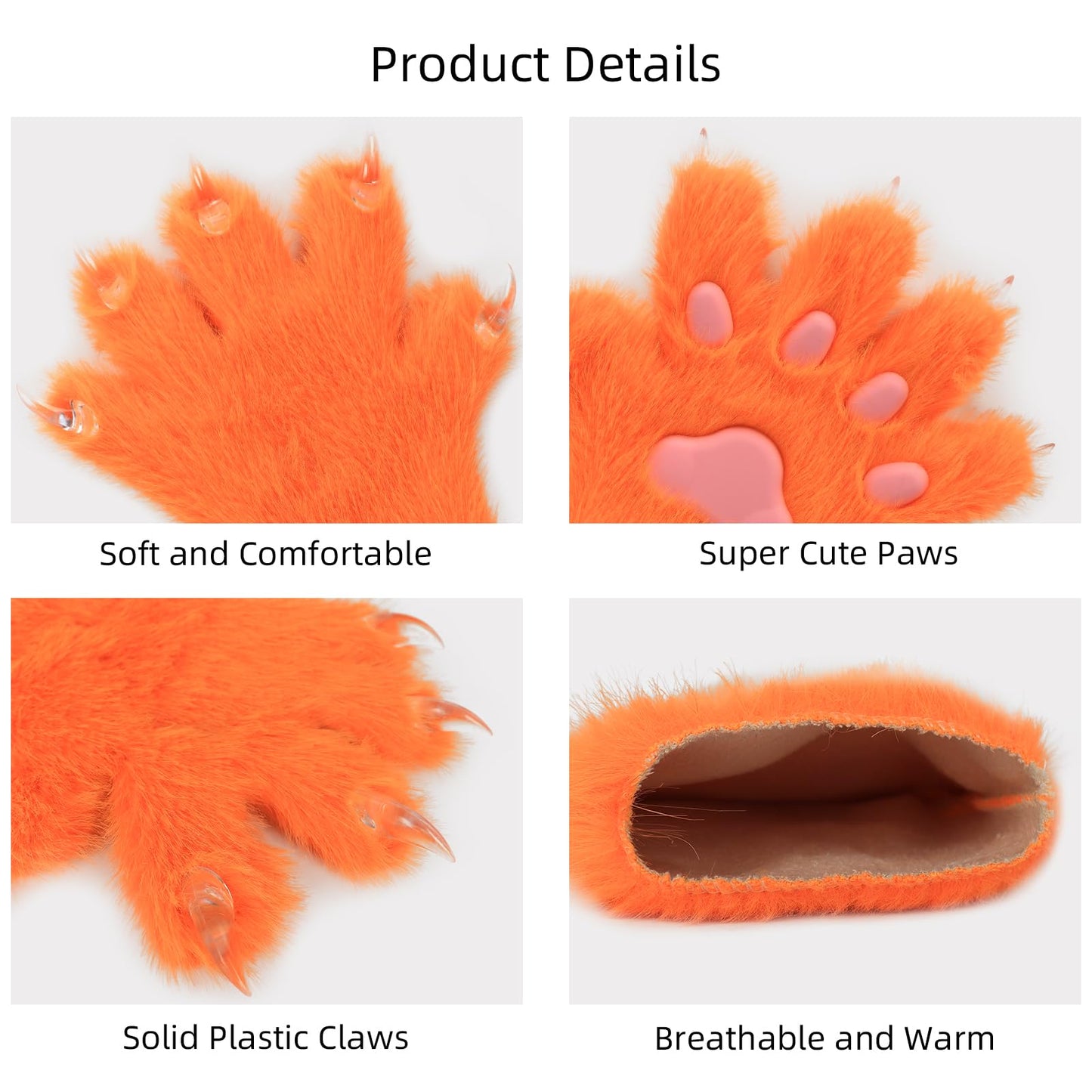 HAOAN Wolf Fox Tail Clip Ears and Gloves Set Halloween Christmas Fancy Party Costume Toys Gift for Women