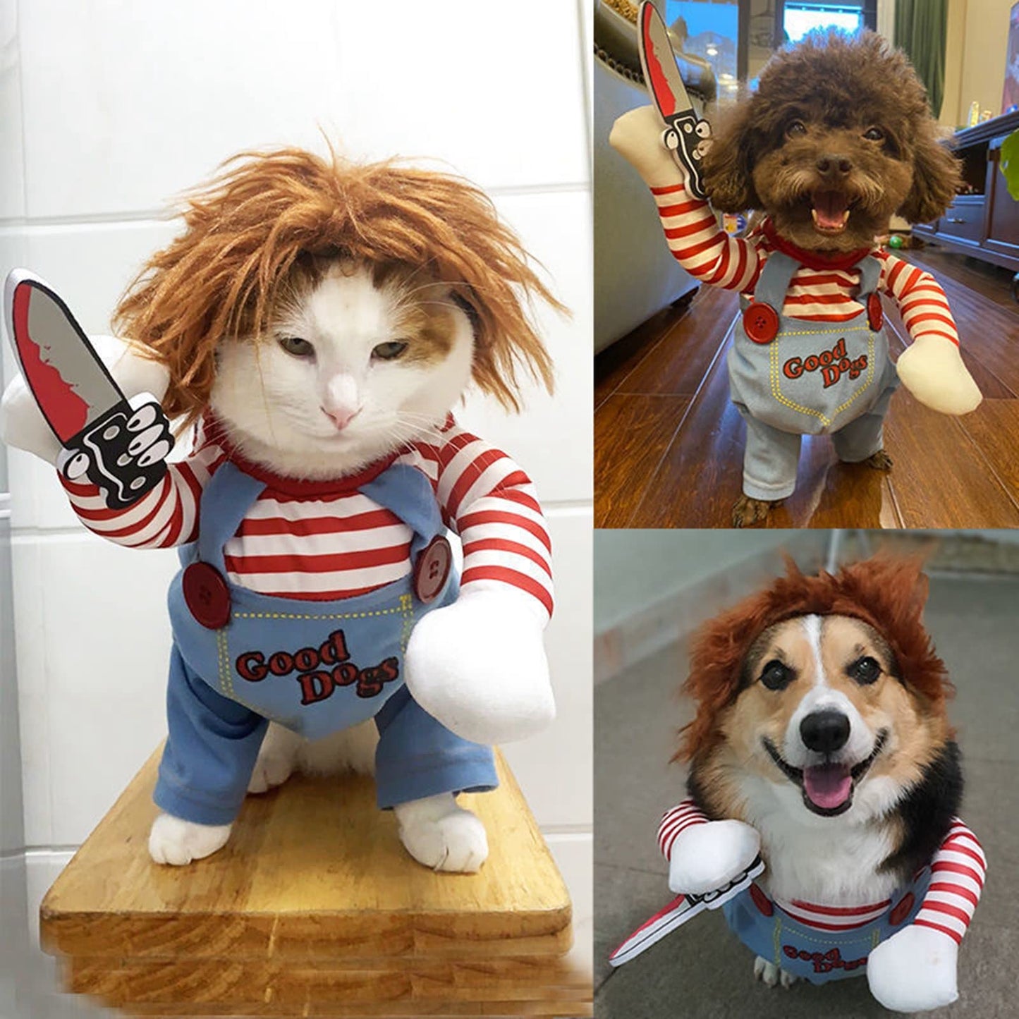 Pet Deadly Dog Cosplay Halloween Christmas Funny Costume for Small, Medium & Large Dogs (X-Large)